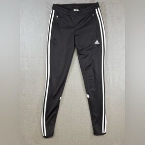 Adidas Womens Black  Active Pants size Xs White Stripes Ankles  Zipper  Stretch